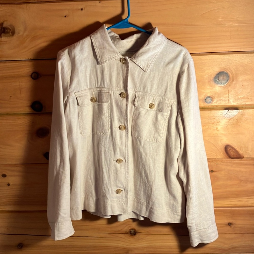 Women’s small Lucky Brand long sleeve button down jacket color beige